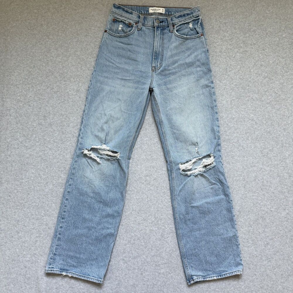 Abercrombie & Fitch The 90s Relaxed Jean High Rise Distressed Denim Size 4R/27